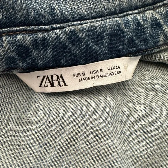 Zara Denim Longsleeve Button Front Jumpsuit - Picture 12 of 13